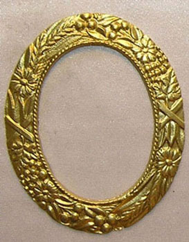 Dollhouse Miniature Picture Frame, Large Oval, Gold Color
